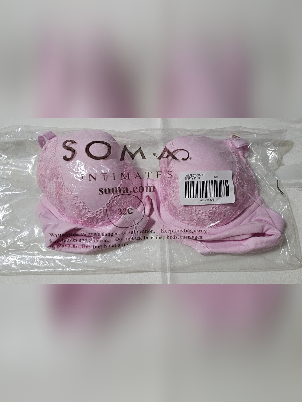 Soma Party Pink Lace-Trim Bra